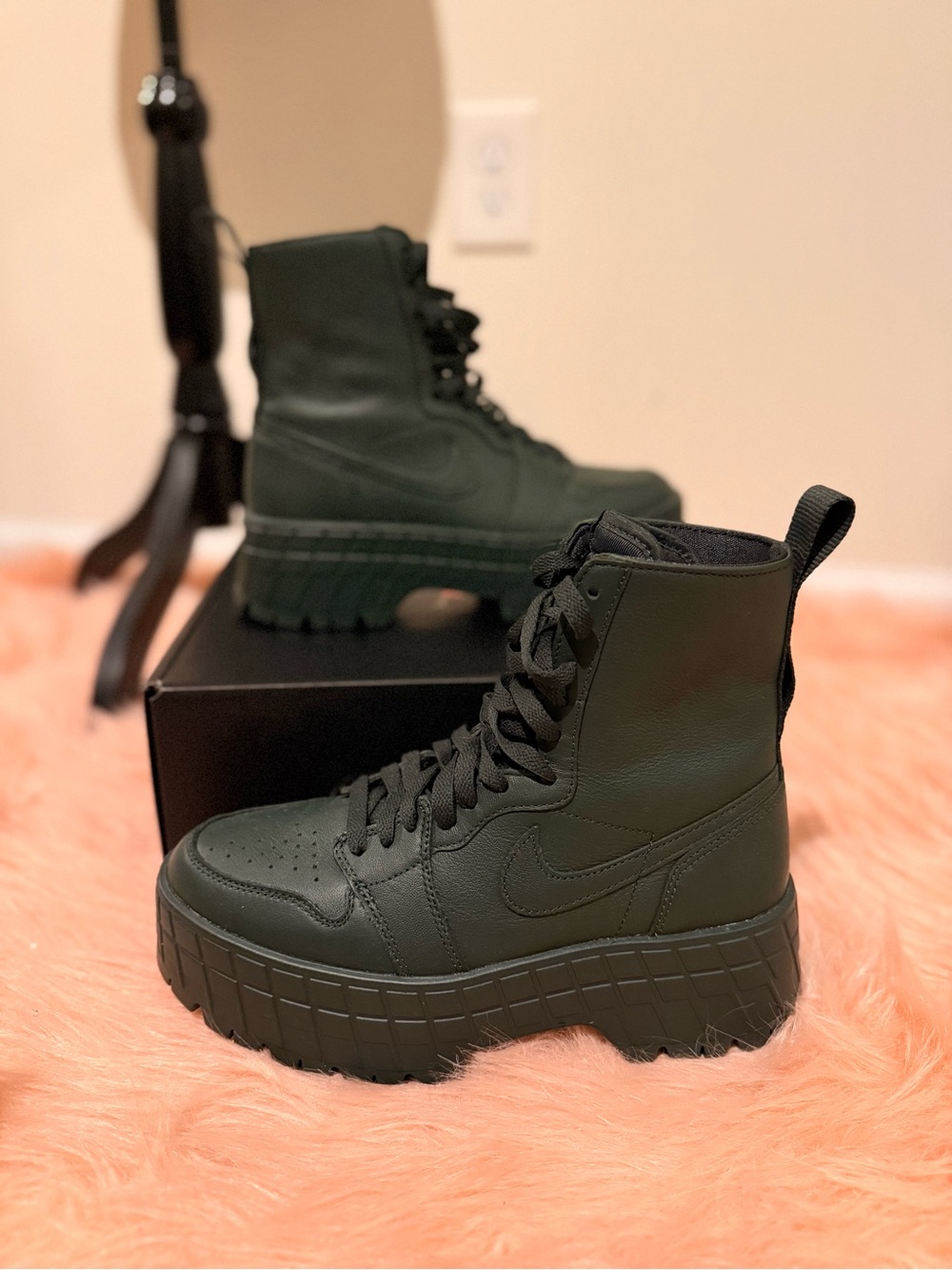 Nike Air Jordan 1 High Brooklyn boots in a dark spruce green colorway